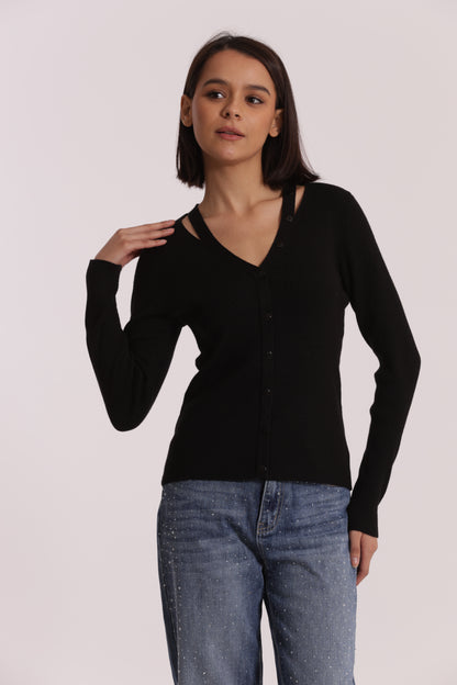 MAGLIA CUT OUT CON DETTAGLIO BOTTONI