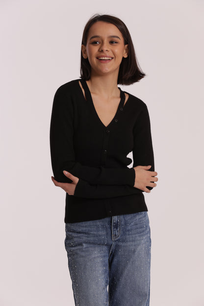 MAGLIA CUT OUT CON DETTAGLIO BOTTONI