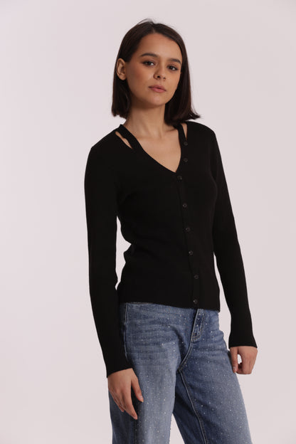 MAGLIA CUT OUT CON DETTAGLIO BOTTONI