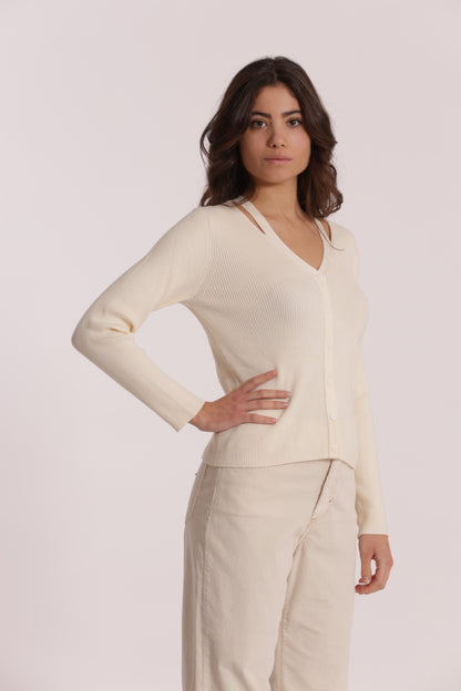 MAGLIA CUT OUT CON DETTAGLIO BOTTONI