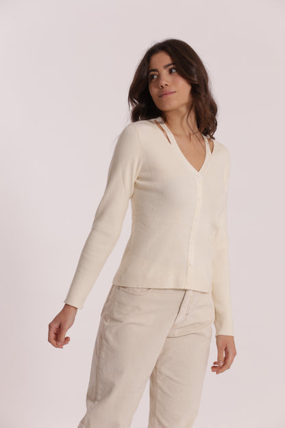 MAGLIA CUT OUT CON DETTAGLIO BOTTONI