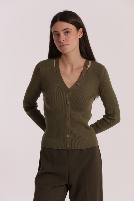 MAGLIA CUT OUT CON DETTAGLIO BOTTONI