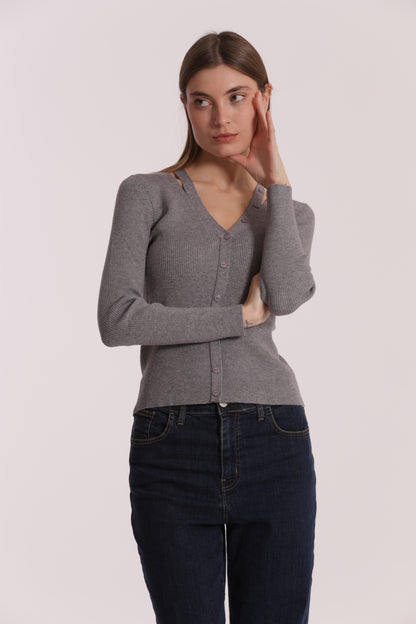 MAGLIA CUT OUT CON DETTAGLIO BOTTONI