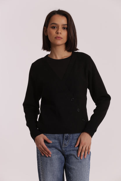 MAGLIA CARDIGAN CON CHIUSURA OBLICLA