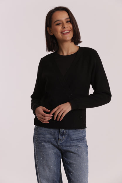 MAGLIA CARDIGAN CON CHIUSURA OBLICLA
