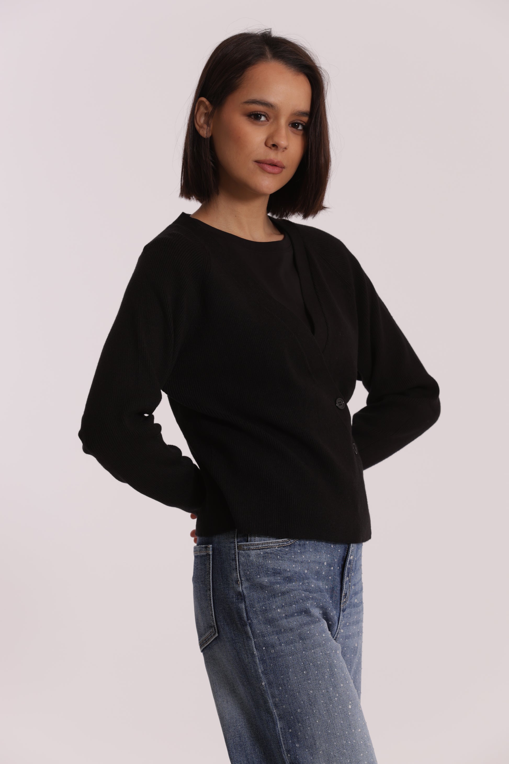 MAGLIA CARDIGAN CON CHIUSURA OBLICLA