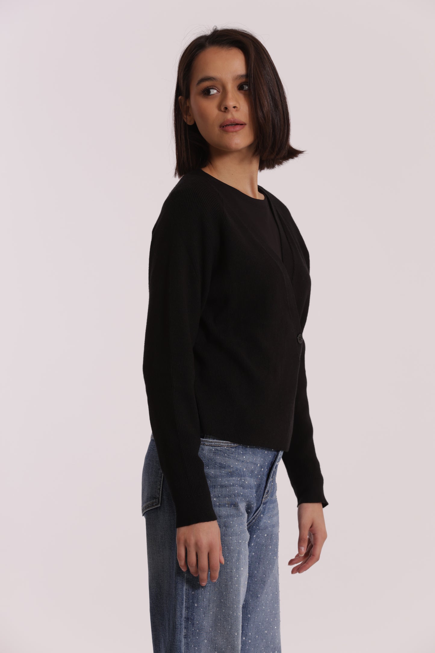 MAGLIA CARDIGAN CON CHIUSURA OBLICLA