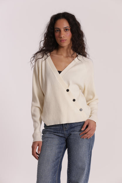 MAGLIA CARDIGAN CON CHIUSURA OBLICLA