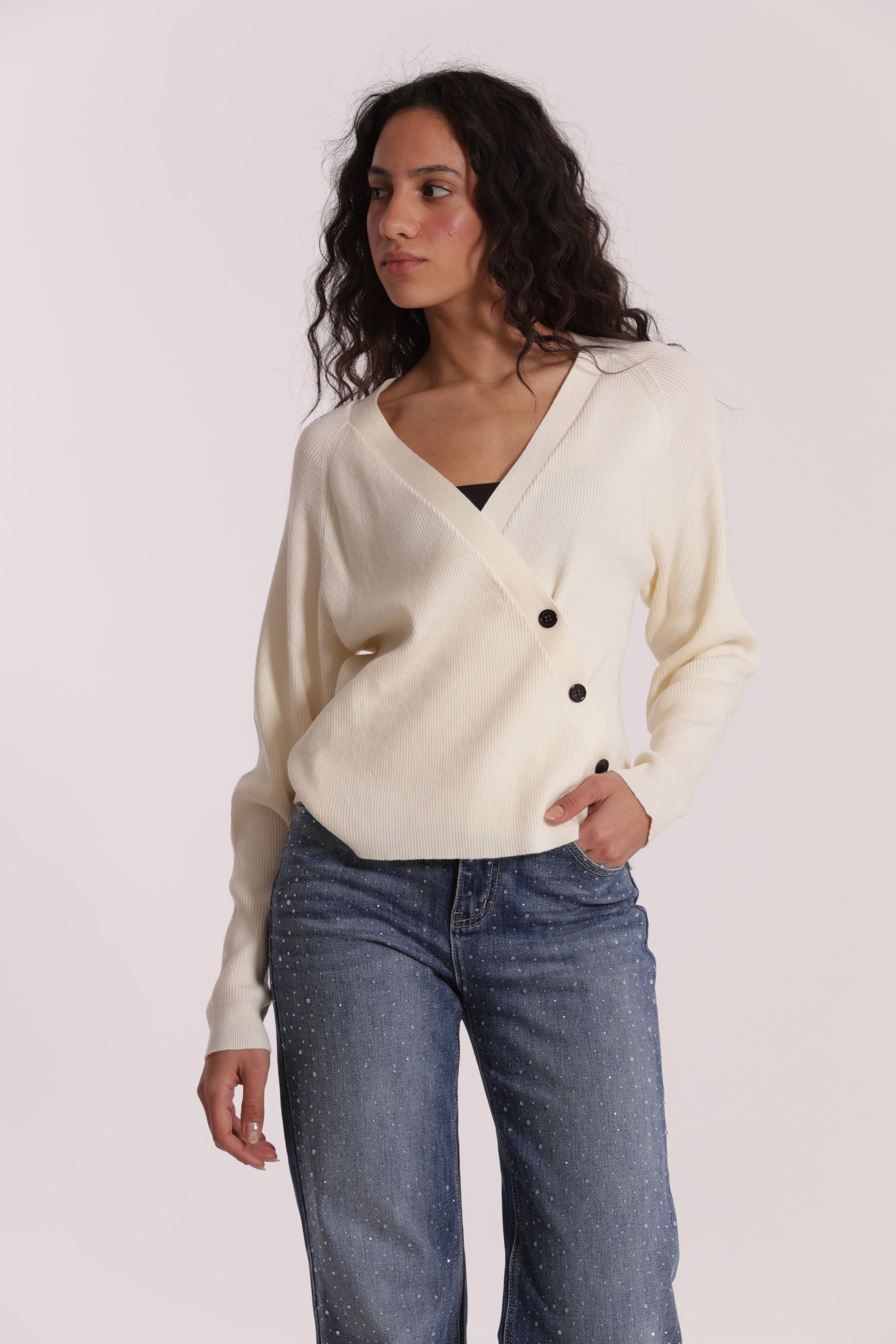 MAGLIA CARDIGAN CON CHIUSURA OBLICLA