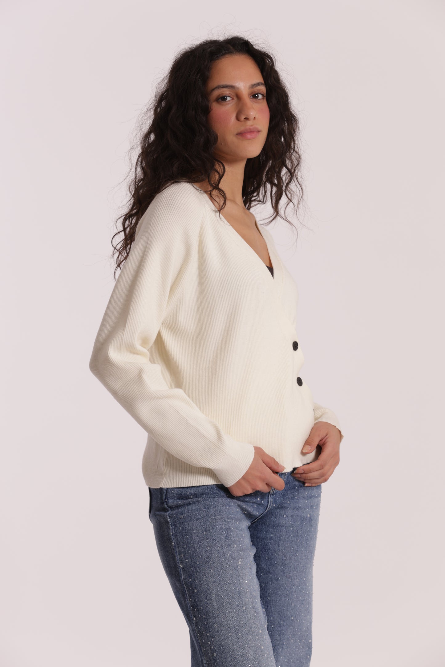 MAGLIA CARDIGAN CON CHIUSURA OBLICLA