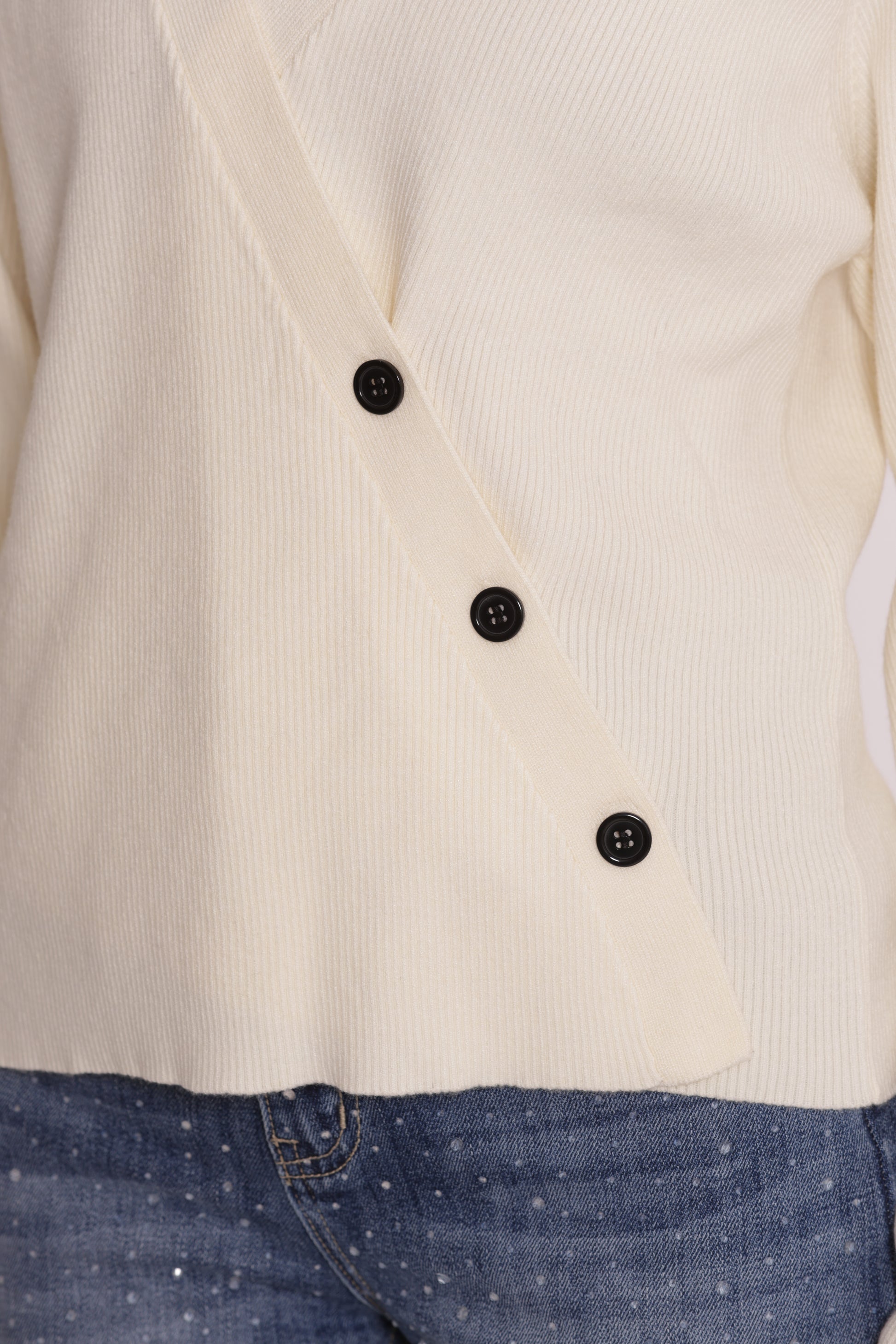 MAGLIA CARDIGAN CON CHIUSURA OBLICLA