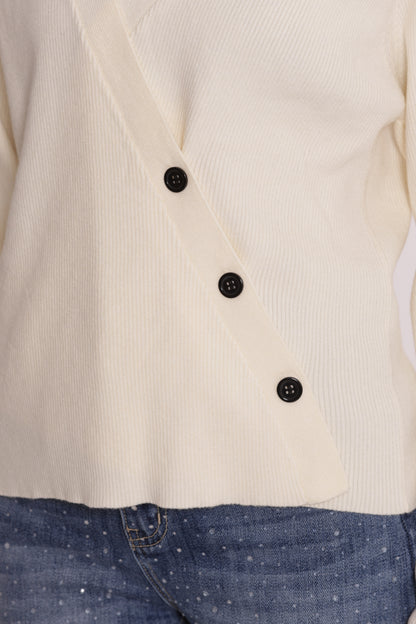 MAGLIA CARDIGAN CON CHIUSURA OBLICLA