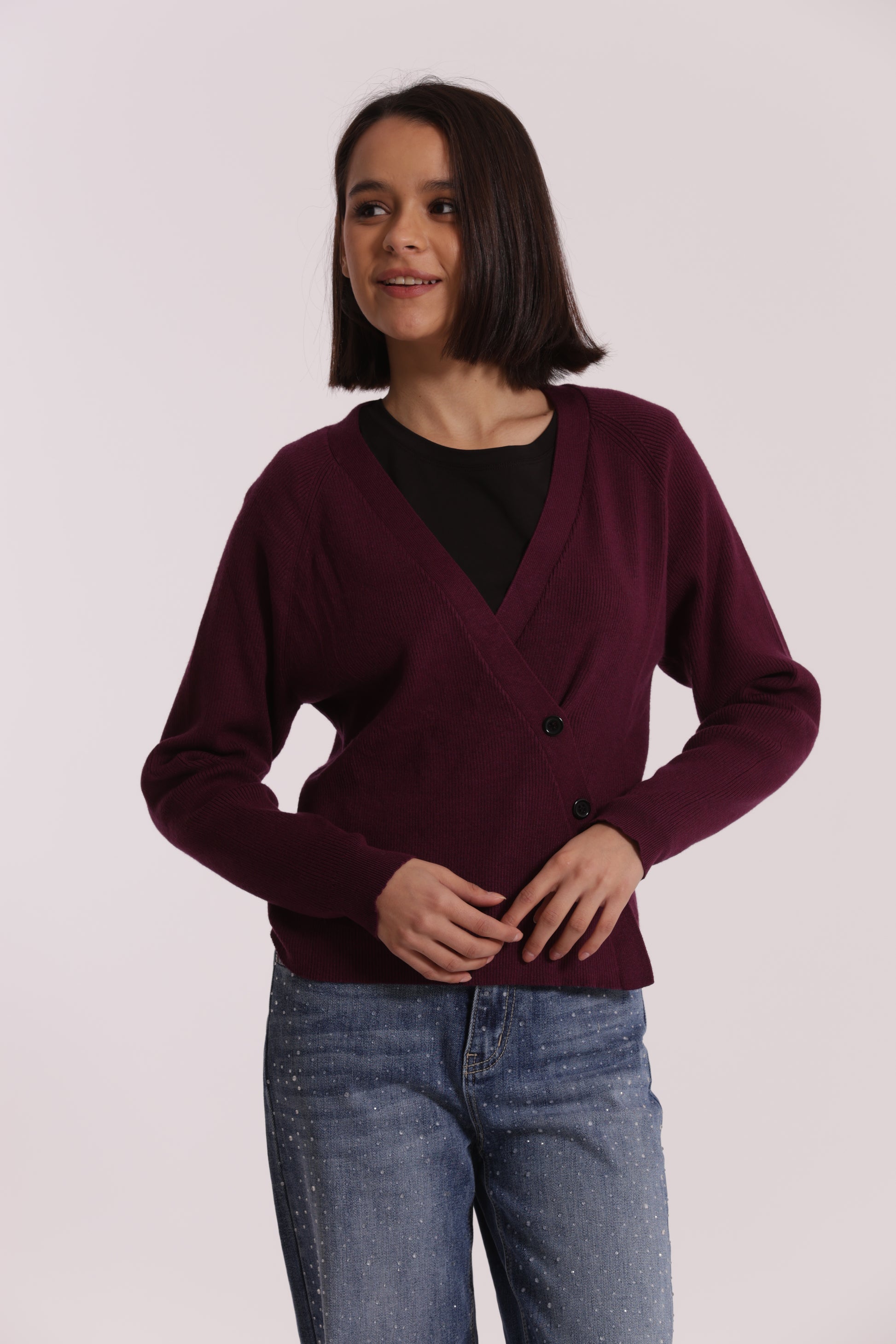 MAGLIA CARDIGAN CON CHIUSURA OBLICLA