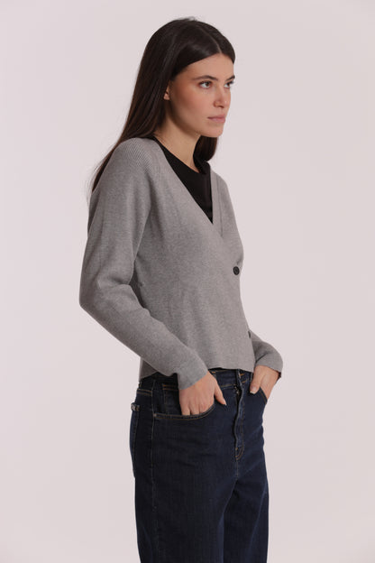 MAGLIA CARDIGAN CON CHIUSURA OBLICLA