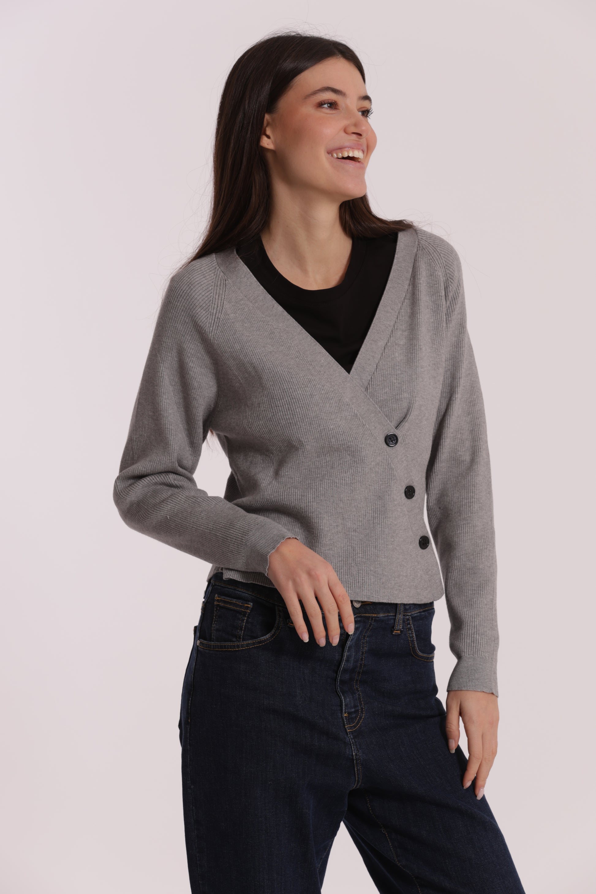 MAGLIA CARDIGAN CON CHIUSURA OBLICLA