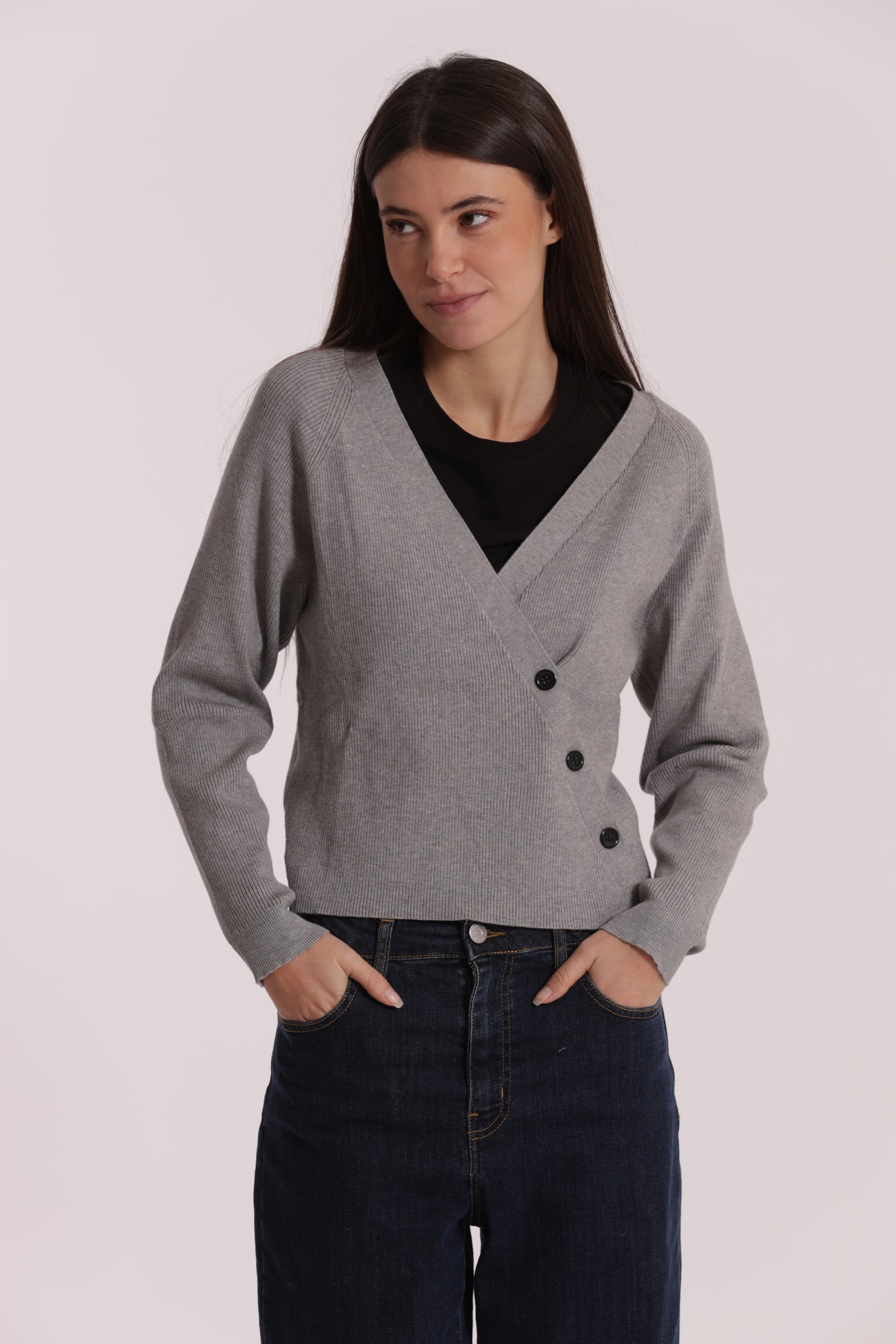 MAGLIA CARDIGAN CON CHIUSURA OBLICLA