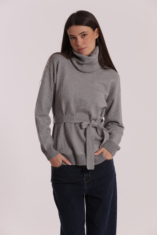 MAGLIA BICOLOR CON DETTAGLIO CINTURA