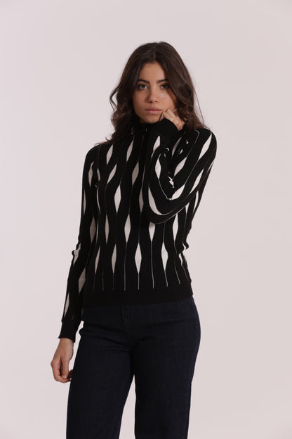 MAGLIA BICOLOR CON FANTASIA ROMBI