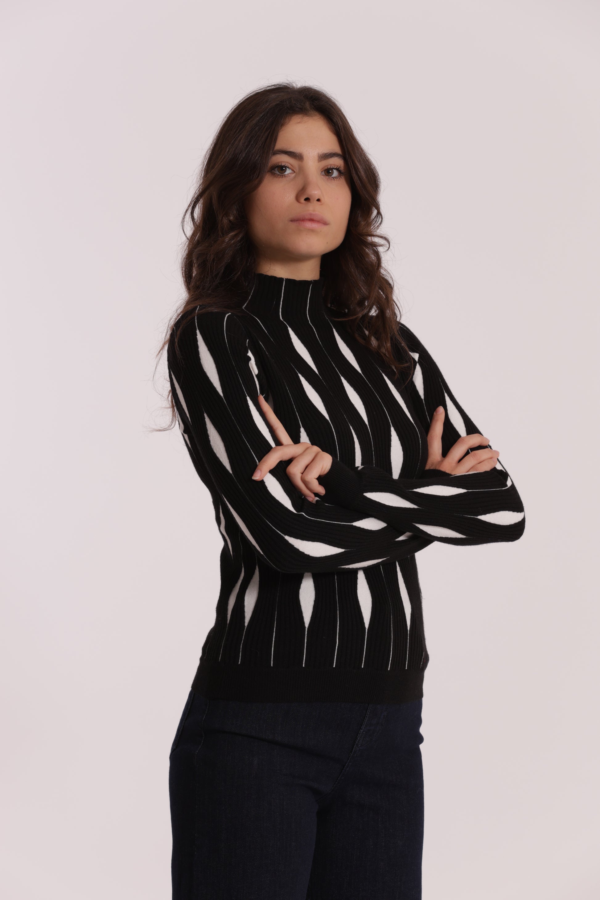MAGLIA BICOLOR CON FANTASIA ROMBI