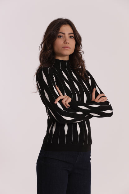 MAGLIA BICOLOR CON FANTASIA ROMBI