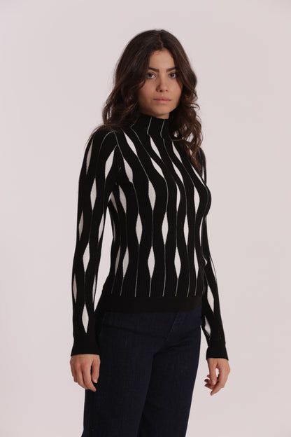 MAGLIA BICOLOR CON FANTASIA ROMBI