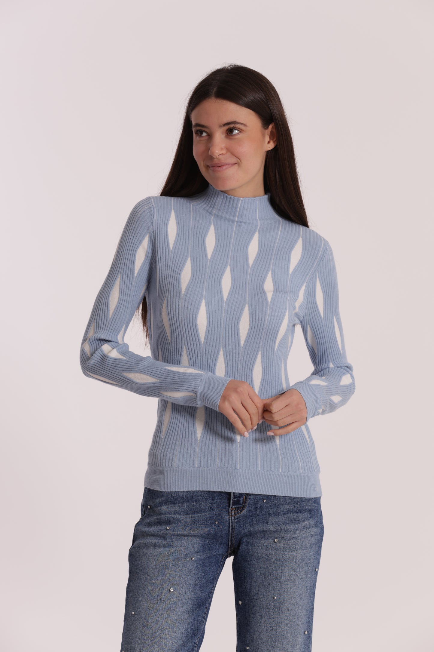 MAGLIA BICOLOR CON FANTASIA ROMBI