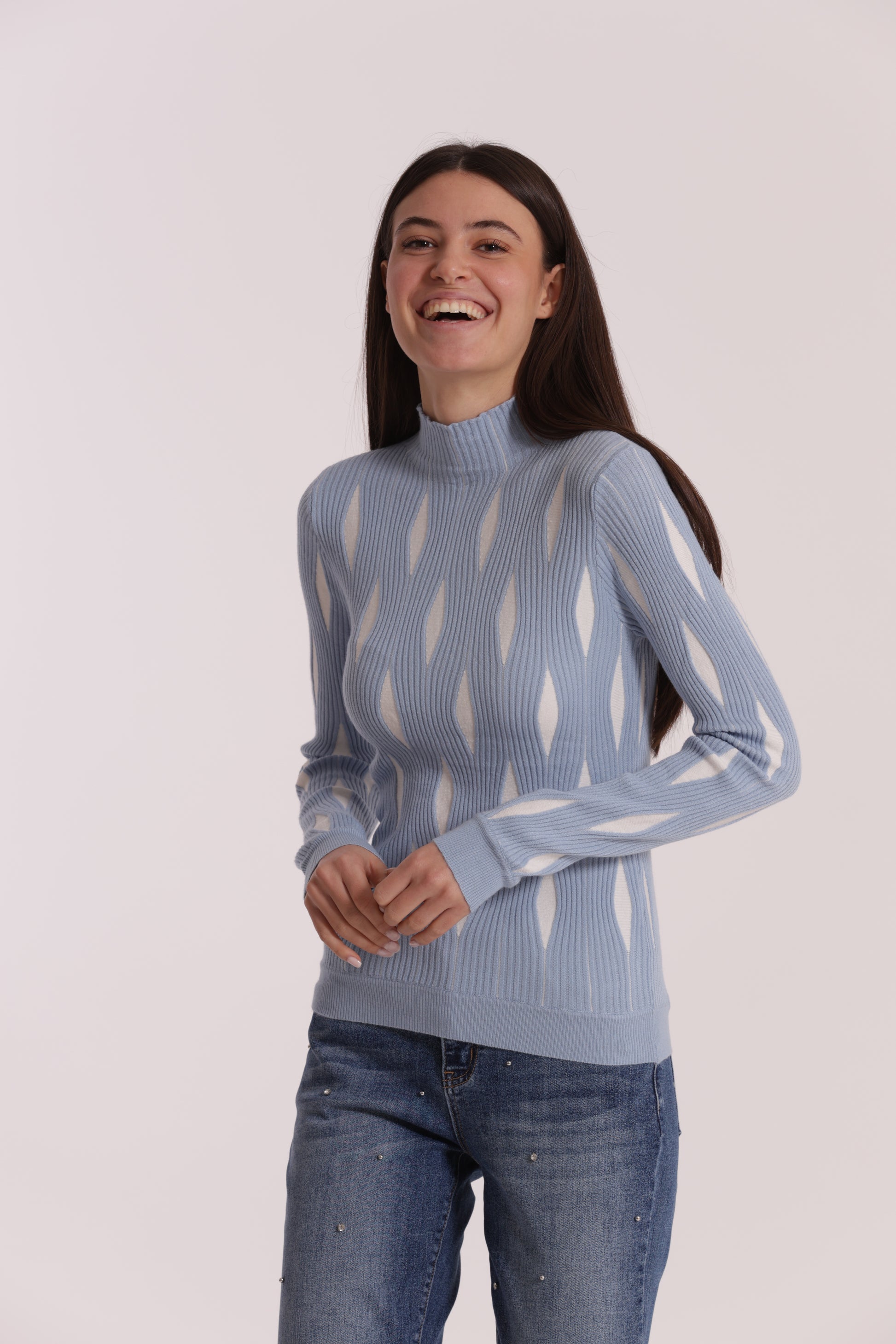 MAGLIA BICOLOR CON FANTASIA ROMBI