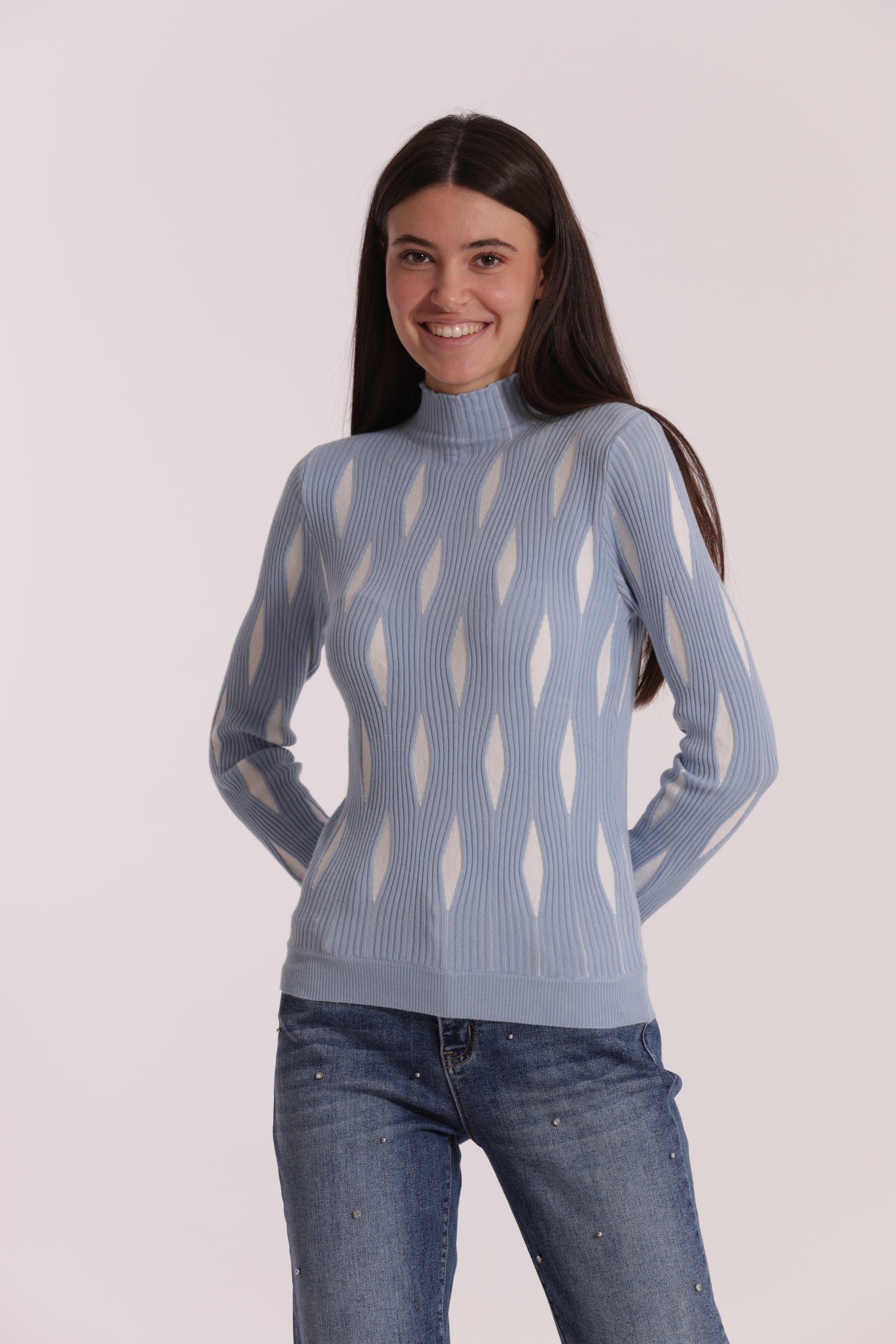 MAGLIA BICOLOR CON FANTASIA ROMBI