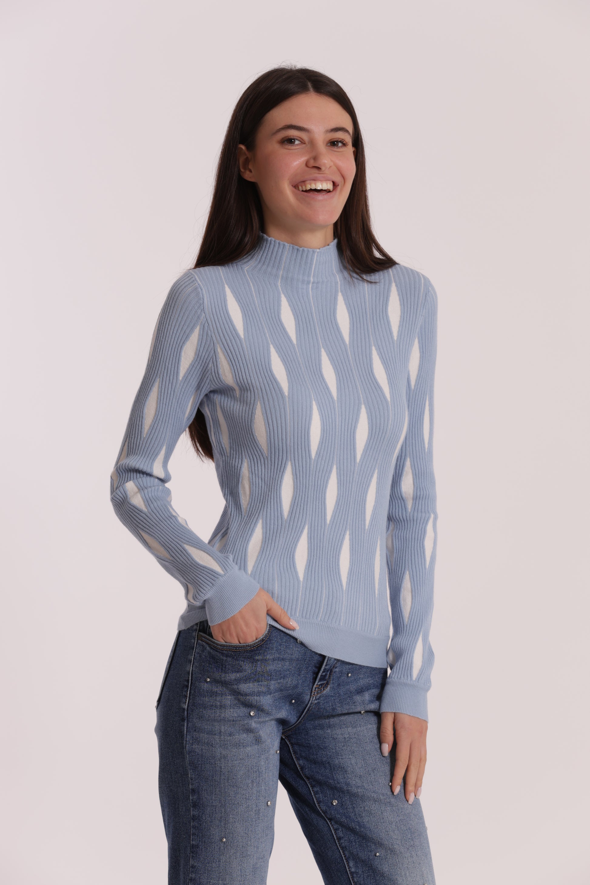 MAGLIA BICOLOR CON FANTASIA ROMBI