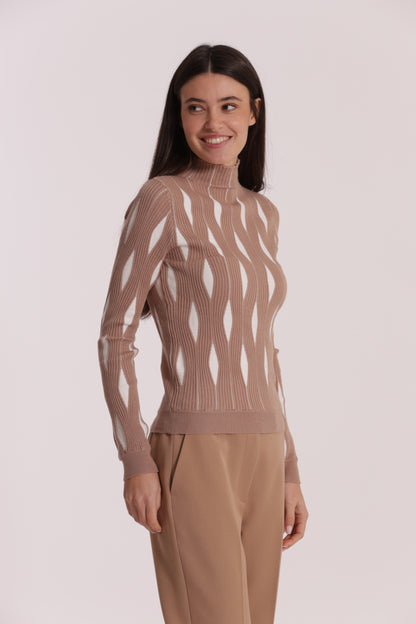 MAGLIA BICOLOR CON FANTASIA ROMBI