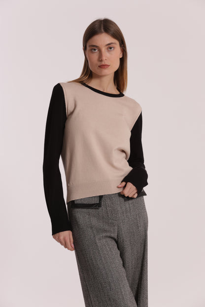 MAGLIA BICOLOR SCOLLO TONDO