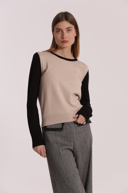 MAGLIA BICOLOR SCOLLO TONDO