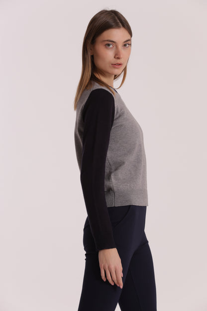 MAGLIA BICOLOR SCOLLO TONDO