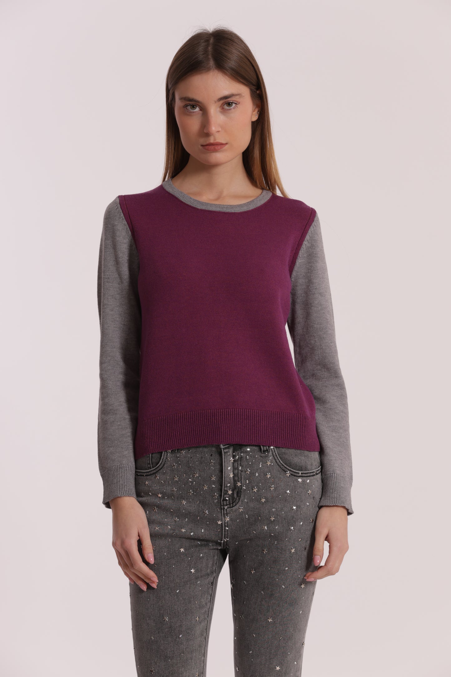 MAGLIA BICOLOR SCOLLO TONDO