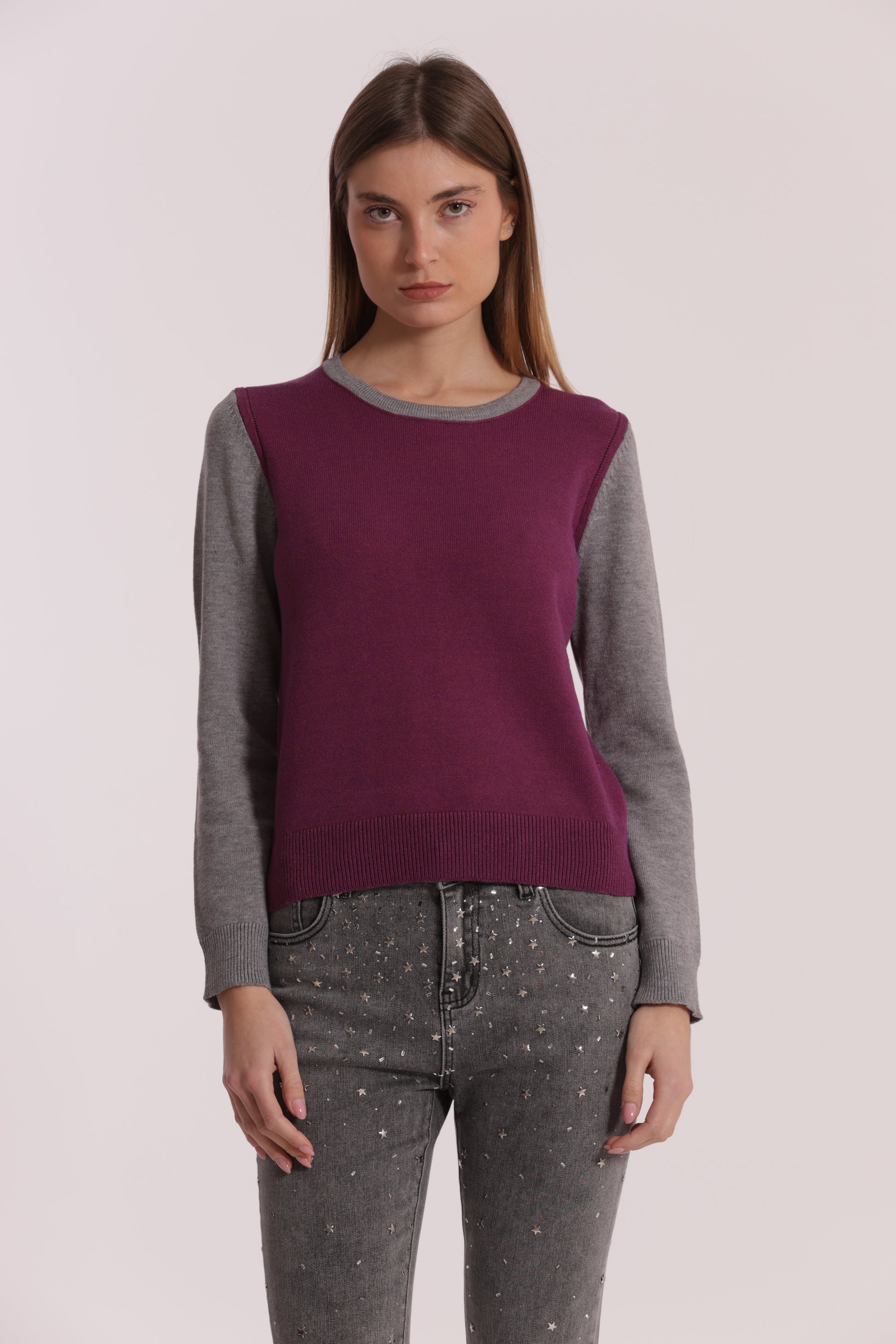 MAGLIA BICOLOR SCOLLO TONDO