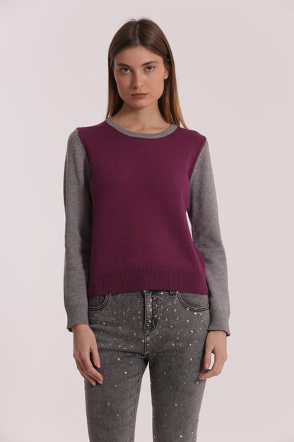 MAGLIA BICOLOR SCOLLO TONDO