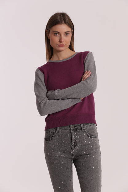 MAGLIA BICOLOR SCOLLO TONDO