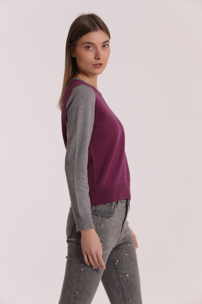 MAGLIA BICOLOR SCOLLO TONDO