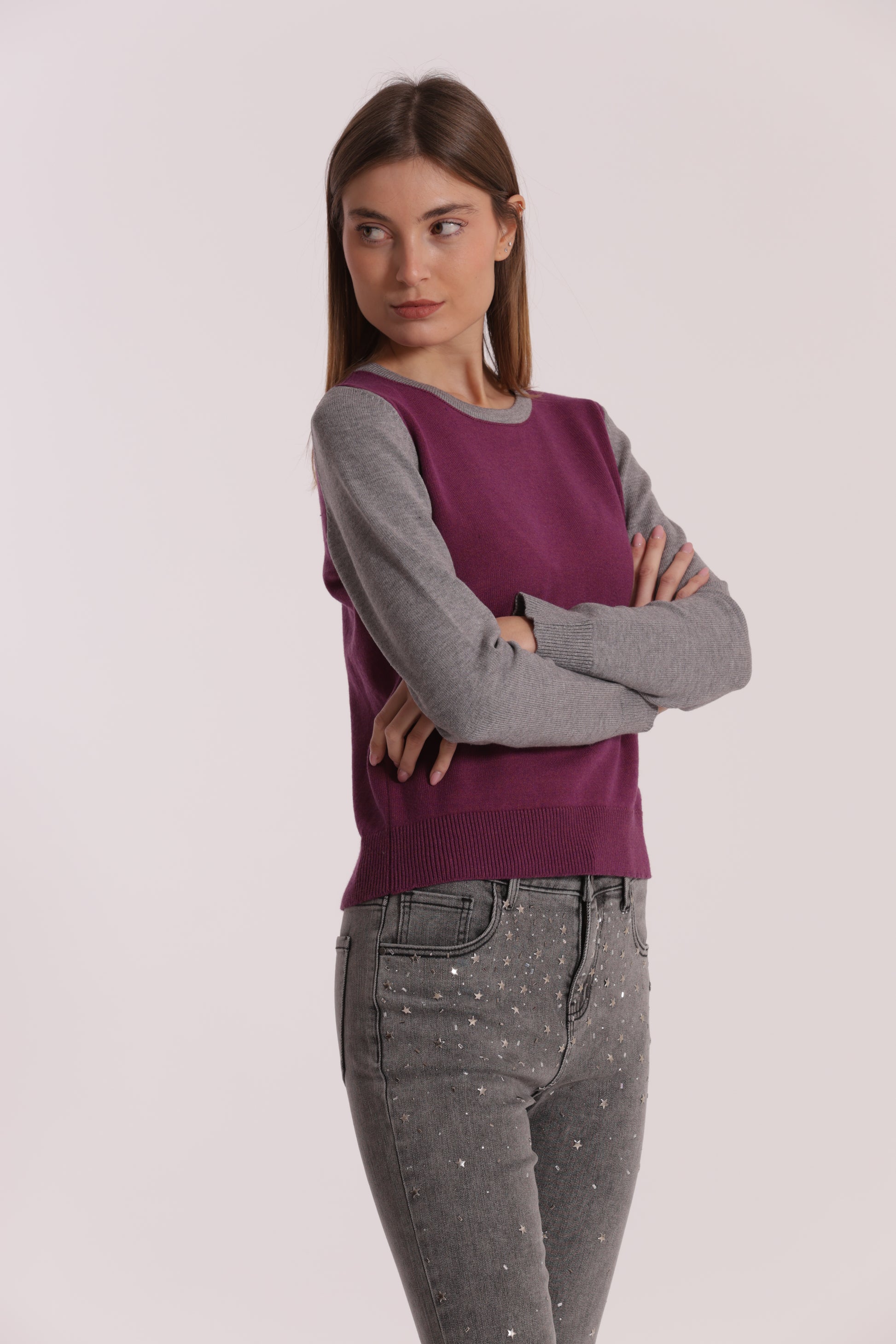 MAGLIA BICOLOR SCOLLO TONDO