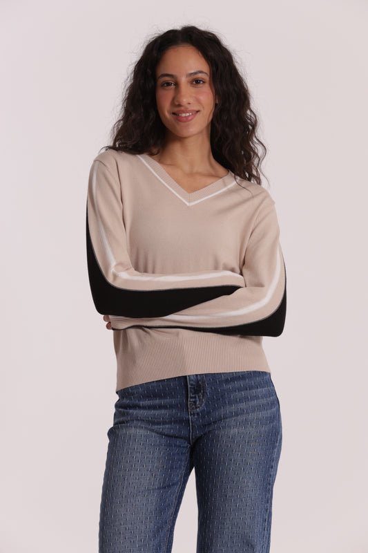 MAGLIA TRICOLOR SCOLLO A V