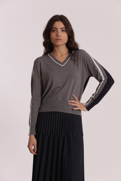 MAGLIA TRICOLOR SCOLLO A V