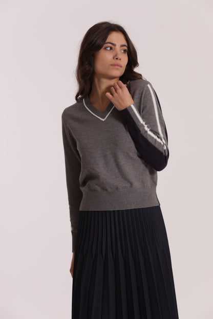 MAGLIA TRICOLOR SCOLLO A V