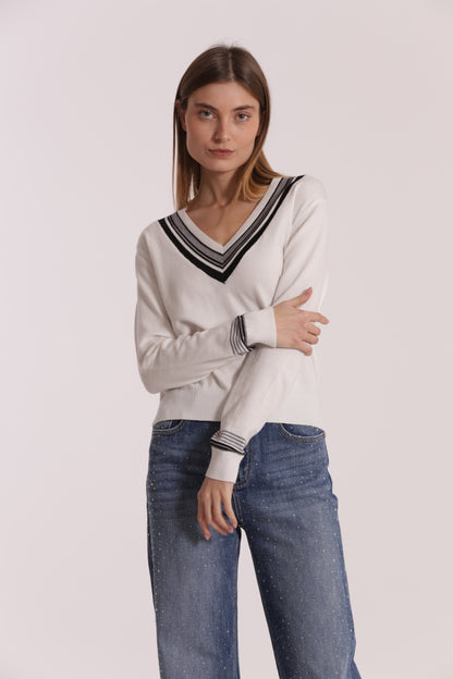 MAGLIA TRICOLOR CON DETTAGLIO RIGHE