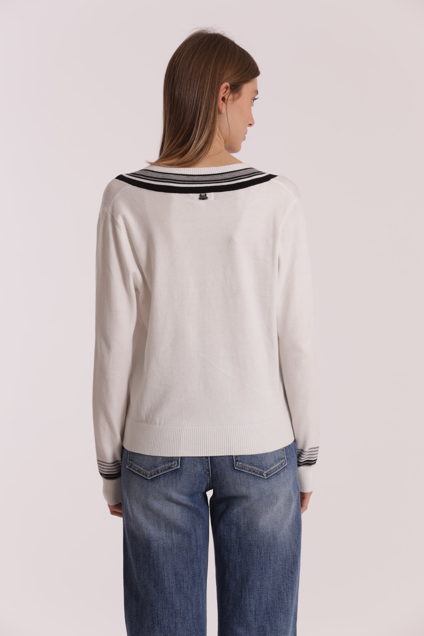 MAGLIA TRICOLOR CON DETTAGLIO RIGHE