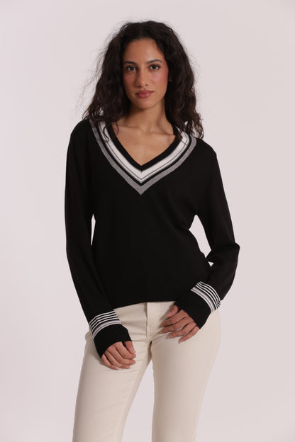 MAGLIA TRICOLOR CON DETTAGLIO RIGHE