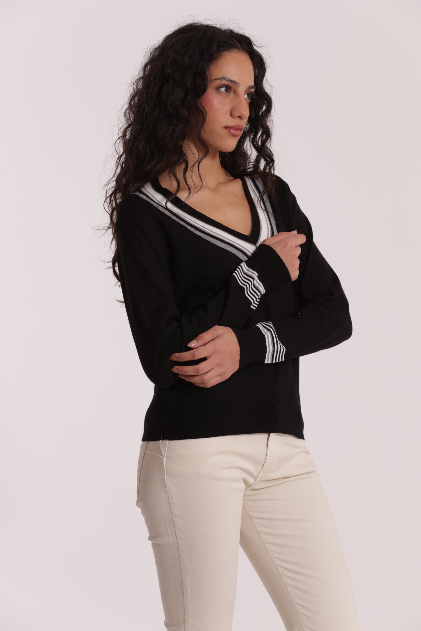 MAGLIA TRICOLOR CON DETTAGLIO RIGHE