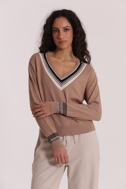 MAGLIA TRICOLOR CON DETTAGLIO RIGHE