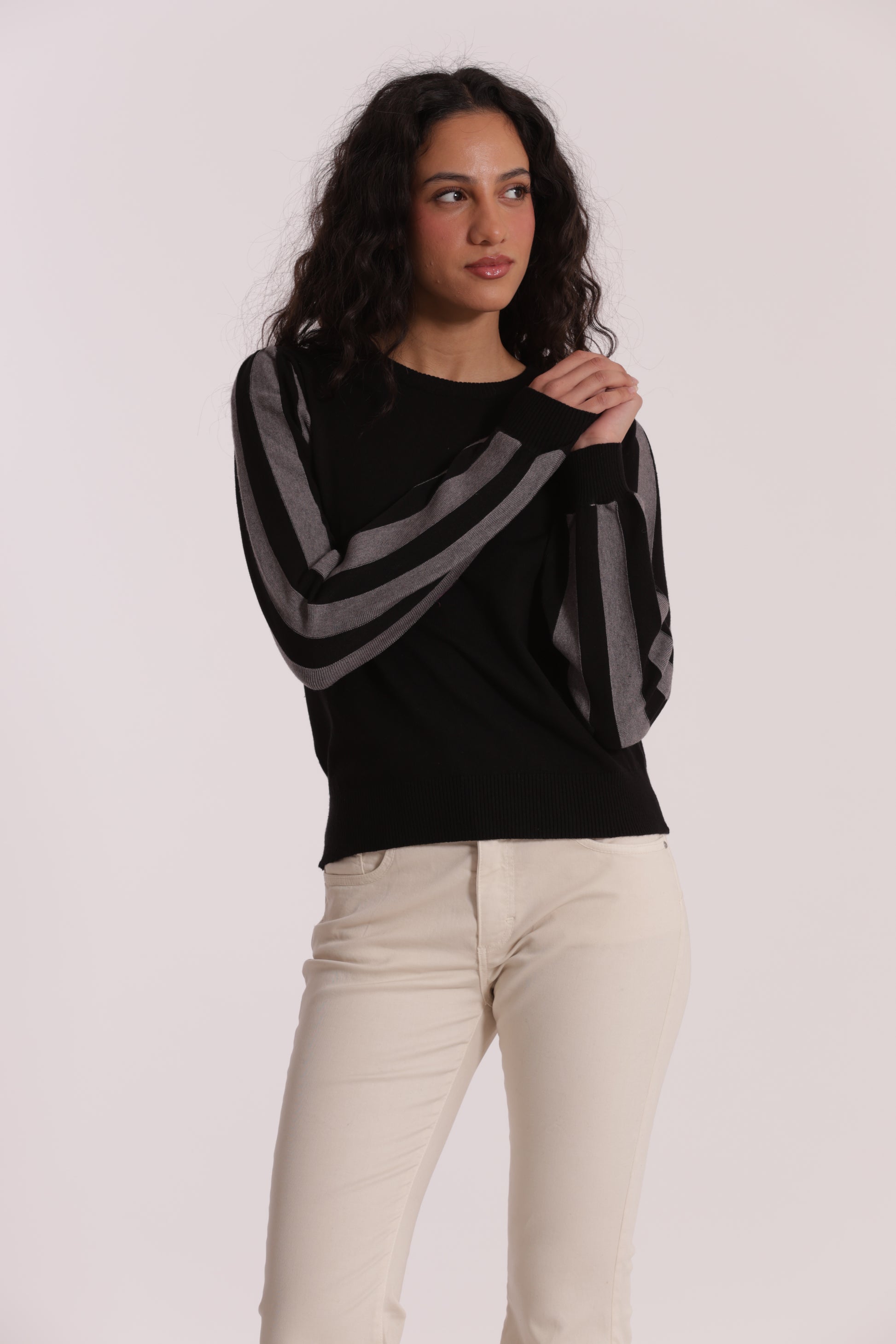 MAGLIA CON MANICHE A RIGHE
