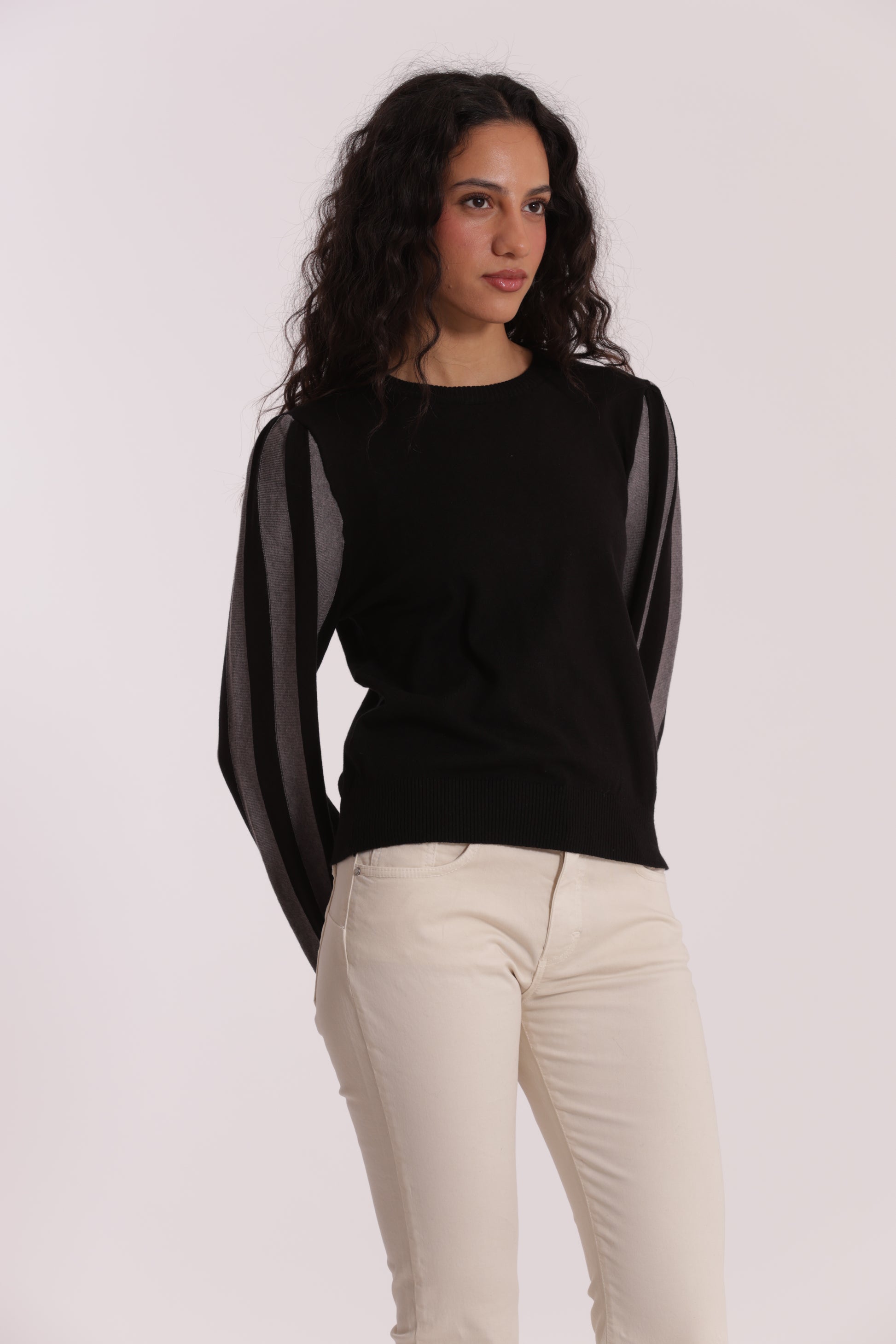 MAGLIA CON MANICHE A RIGHE