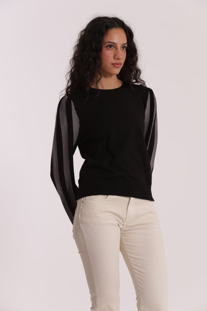 MAGLIA CON MANICHE A RIGHE